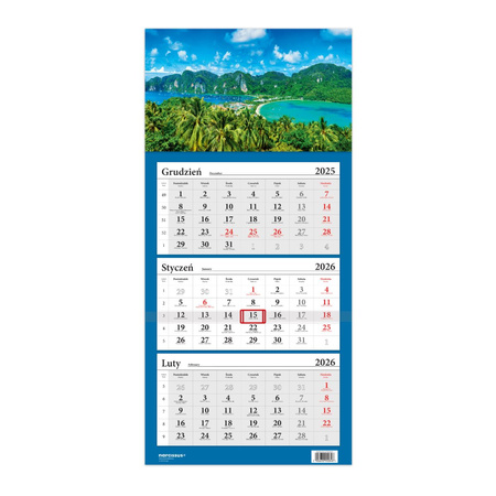 Kalendarz 2026 Trójdzielny LUX Egzotyczny Raj Tajlandia