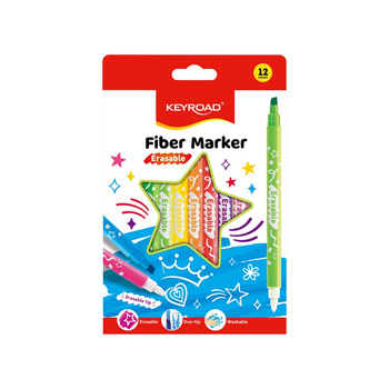 Flamastry KEYROAD Fiber Marker wymazywalne 12 kolorów