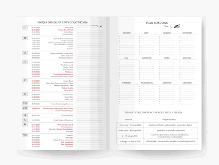 Kalendarz 2026 18 m-cy. Hip hop A5 tygodniowy karmazyn