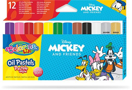 Pastele olejne trójkątne Colorino Kids Mickey 12 kolorów