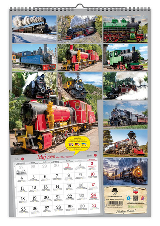 Kalendarz 2026 ścienny Parowozy A3 VD19