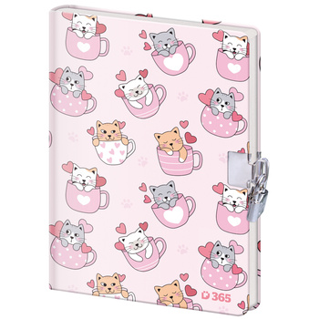 Pamiętnik z kłódką B6 Koty 60k. gładki