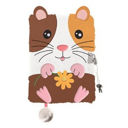 Pamiętnik A5 Włochacz z kłódką 3D My Little Friend Guine Pig 96 k.