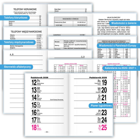 Kalendarz 2026 kieszonkowy tygodniowy Venus 1szt.mix