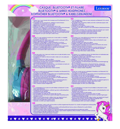 Słuchawki 2 w 1 Unicorn Lexibook HPBT010UNI