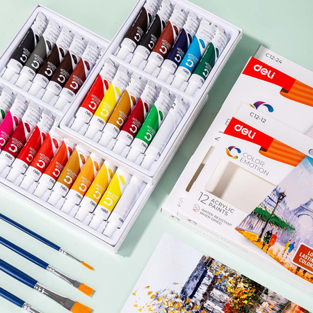 Farby akrylowe 24 kolory tuba 12ml