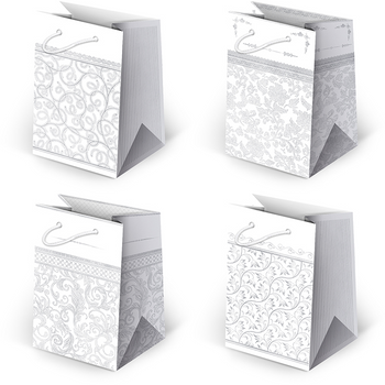 Torebki ozdobne T5-18 Białe grafika 10 sztuk