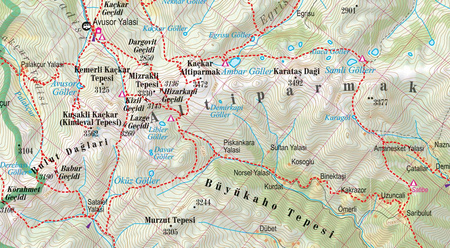 Turkey the Highest Peakstrekking map 1:100 000 laminat