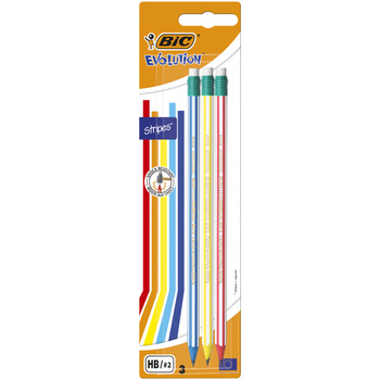 Ołówek HB z gumką Evolution Stripes 646 BIC Blister 3szt