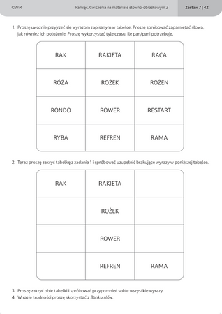 Pamięć ćwiczenia na materiale słowno obrazkowym 2