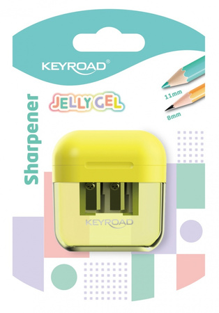 Temperówka plastikowa KEYROAD Jelly Gel podwójna blister 1szt.mix