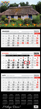 Kalendarz 2026 trójdzielny premium Wiejska chata KT2–V.76