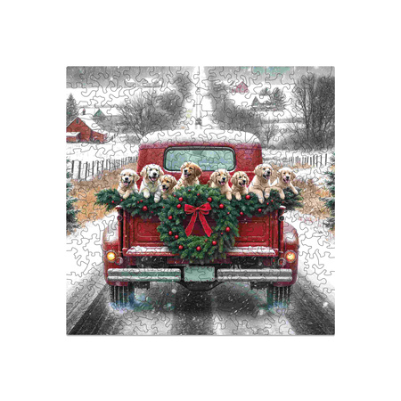 Puzzle 250 drewniane Christmas Traveling Dogs