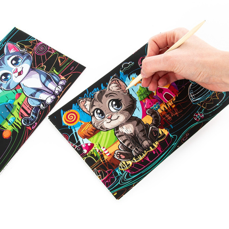 Wydrapywanka z kolorowanką 2w1 Kidea Kotki