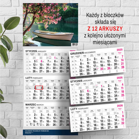 Kalendarz 2026 trójdzielny Premium Plaża