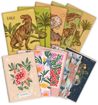 Paczka Zeszyt A5 32k kratka dino/spring pakiet 10 sztuk