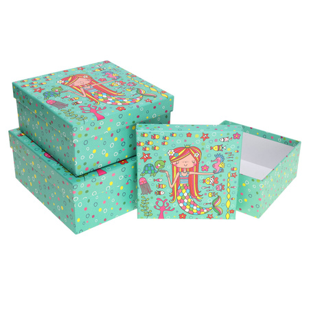Pudełka ozdobne na prezenty PUD-2100E-KW-GL wzór dziecięcy 3 sztuki