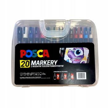 Zestaw markerów plastikowa walizka 20 kolorów Posca
