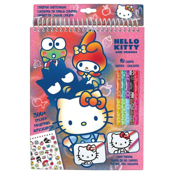 Zestaw kreatywny z kredkami 10 kolorów oraz naklejkami Hello Kitty HK50144