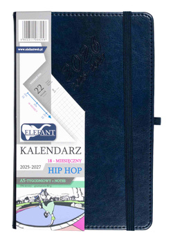 Kalendarz 2026 18 m-cy. Hip hop A5 tygodniowy granatowy