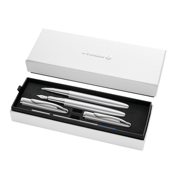 Pióro wieczne Pelikan +pióro kulkowe Jazz Noble Elegance Silver