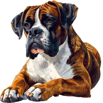 Diamentowa Mozaika Pies bokser leżący NO-2003089