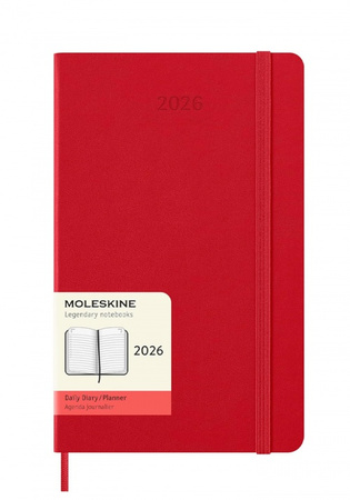 Kalendarz 2026 12M Moleskine L twarda oprawa dzienny Scarlet Red 13x21cm