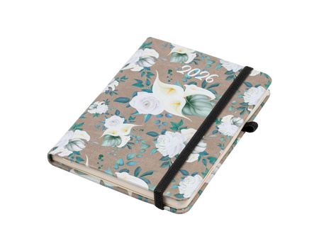 Kalendarz 2026 Flamenco A6 tygodniowy białe kwiaty