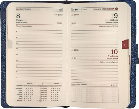 Kalendarz 2026 B6 dzienny z zapięciem krokodyl czarny