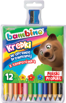 Kredki ołówkowe Bambino 12 kolorów z temperówką