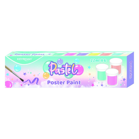 Farby plakatowe 22ml pastel KEYROAD pędzelek gratis 6 kolorów