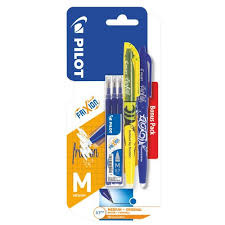 Pióro kulkowe Frixion Pilot niebieskie + wkład niebieski x3 + zakreślacz żółty x1 blister