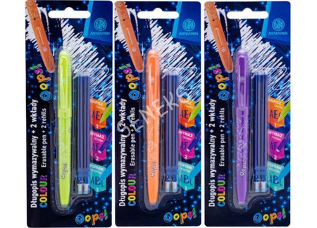 Długopis wymazywalny ASTRAPEN OOPS! Colour + 2 wkłady niebieskie blister