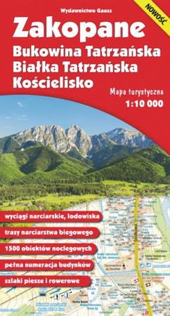 Mapa. Zakopane, Bukowina Tatrzańska, Białka Tatrzańska i Kościelisko 1:10 000