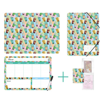 Zestaw szkolny z nadrukiem bubble tea