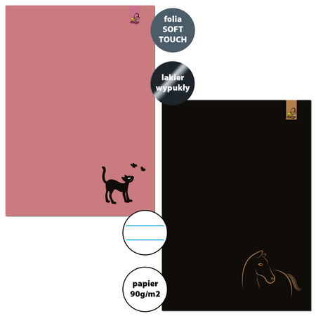 Paczka zeszyt A4 32k. linia Animal Sketch mix pakiet 5 sztuk