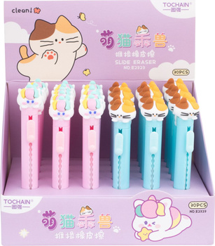 Display Gumka do ołówka wysuwana Slide Pan i Pani Kotek 30 szt.