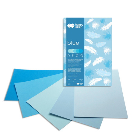Blok Happy Color Deco Blue A4 5 kolorów 20 arkuszy 170g, tonacja niebieska 170g