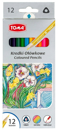 Kredki ołówkowe trójkątne 12 kolorów