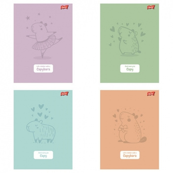 Paczka Zeszyt A5 32k.linia dwukolorowa pastel Capybara mix pakiet 15 sztuk