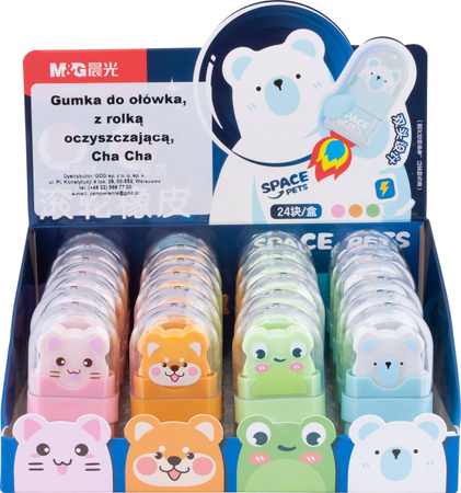 Gumka do ołówka z rolką oczyszczającą Space Pets 1 szt. mix