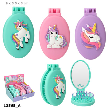 Szczotka składana z lusterkiem Jednorożec Ylvi 1szt.mix 13565A