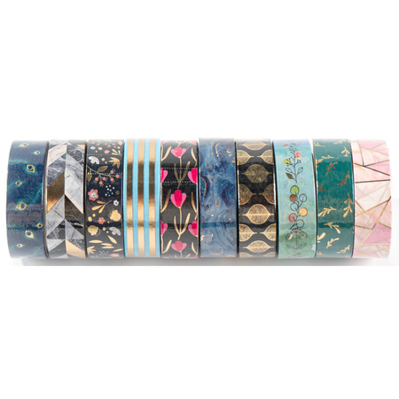 Display Taśma klejąca dekoracyjna Washi tape Gold Narcissus SET 2 display mix 25 sztuk