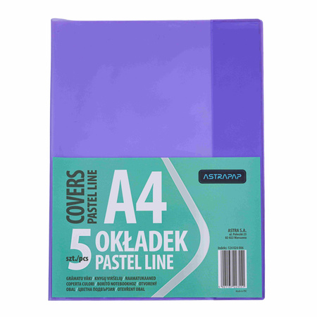 Paczka okładki A4 pastel line nieregulowane 5 szt.mix kolorów