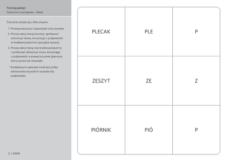 Trening pamięci ćwiczenia trzyetapowe słowa