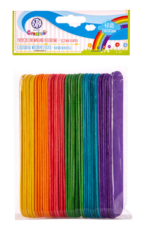 Patyczki drewniane kolorowe 40 szt