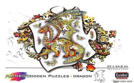 Puzzle 104 drewniane kolorowe Smok