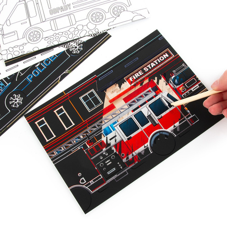 Wydrapywanka z kolorowanką 2w1 Kidea Pojazdy