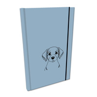 Notes A5 gładki z gumką Soft Touch lakier UV pies labrador niebieski