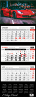 Kalendarz 2026 trójdzielny premium z wypukłą główką Super car